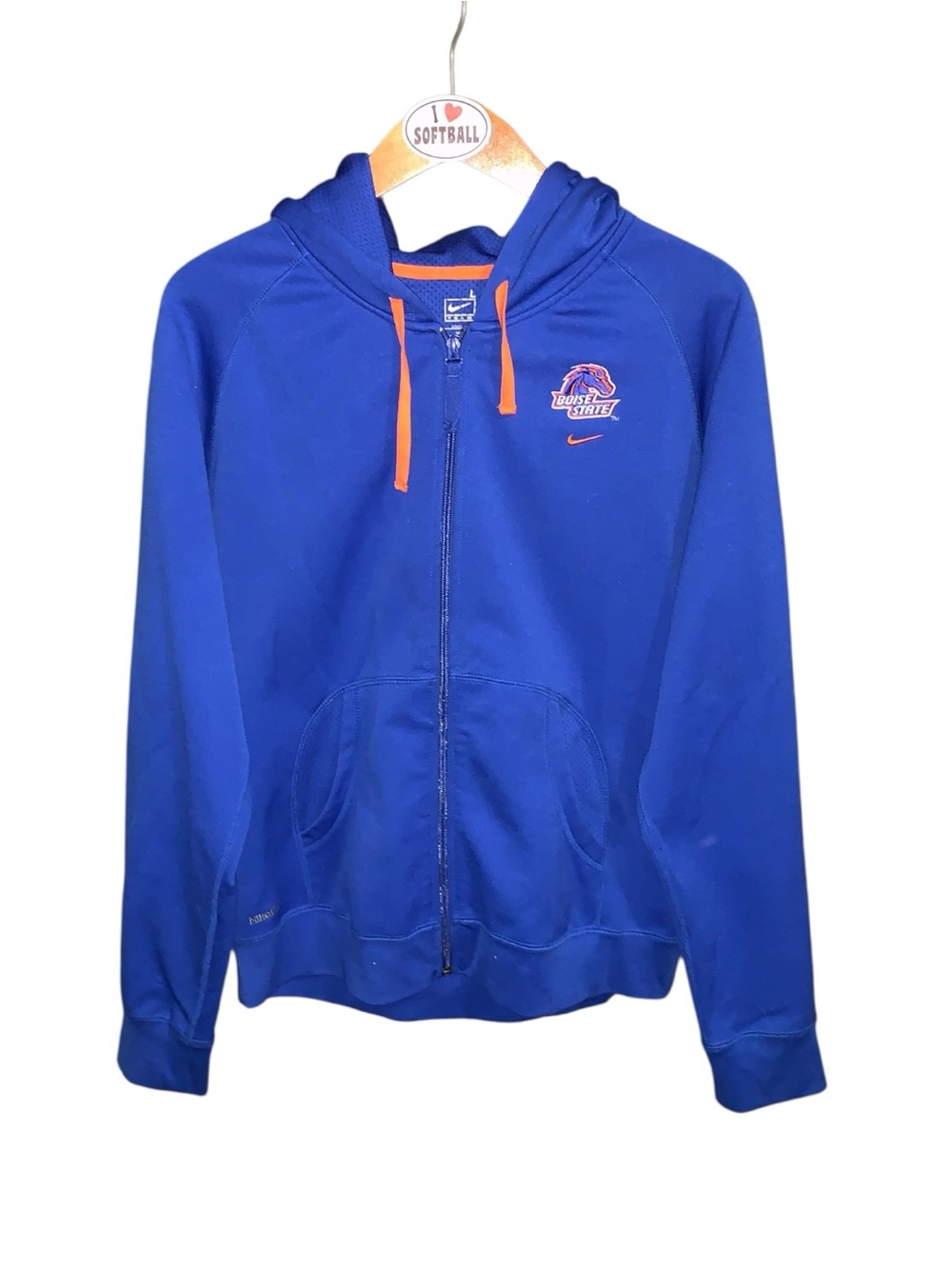 Nike Teams Dri Fit Boise State Broncos Full Zip Up Hoodie Embroidered Horse